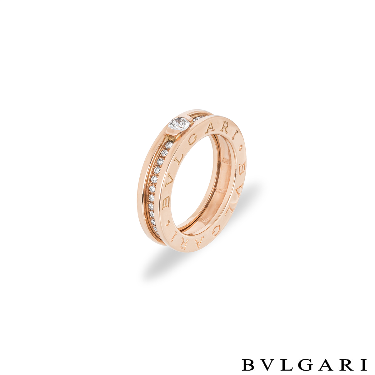 Bvlgari Rose Gold Diamond B.Zero1 Ring Size 50